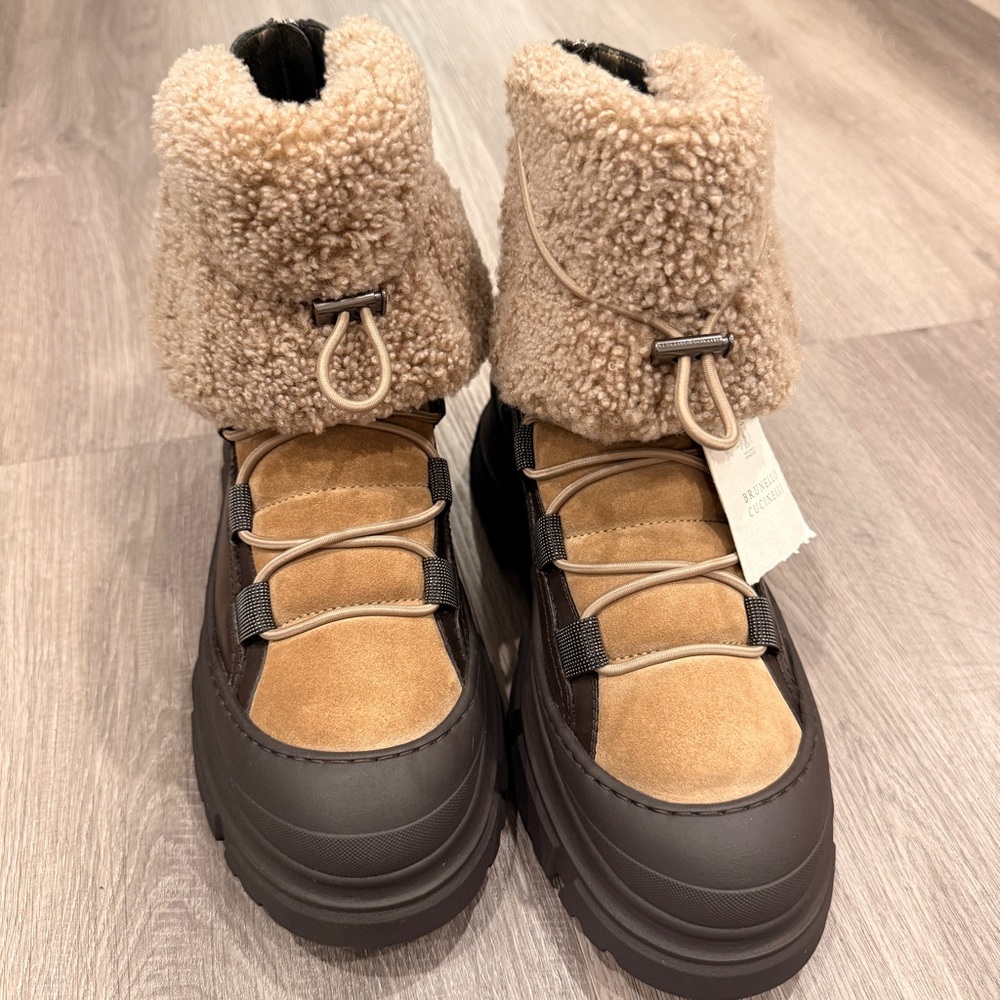 Brunello Cucinelli Women’s Italian Shearling Suede Boots